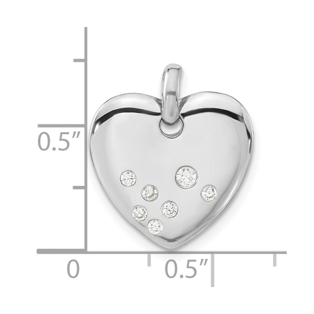 Sterling Silver Polished Cz Heart Pendant