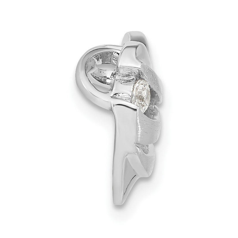 Sterling Silver Polished & Brushed Cz Heart Chain Slide