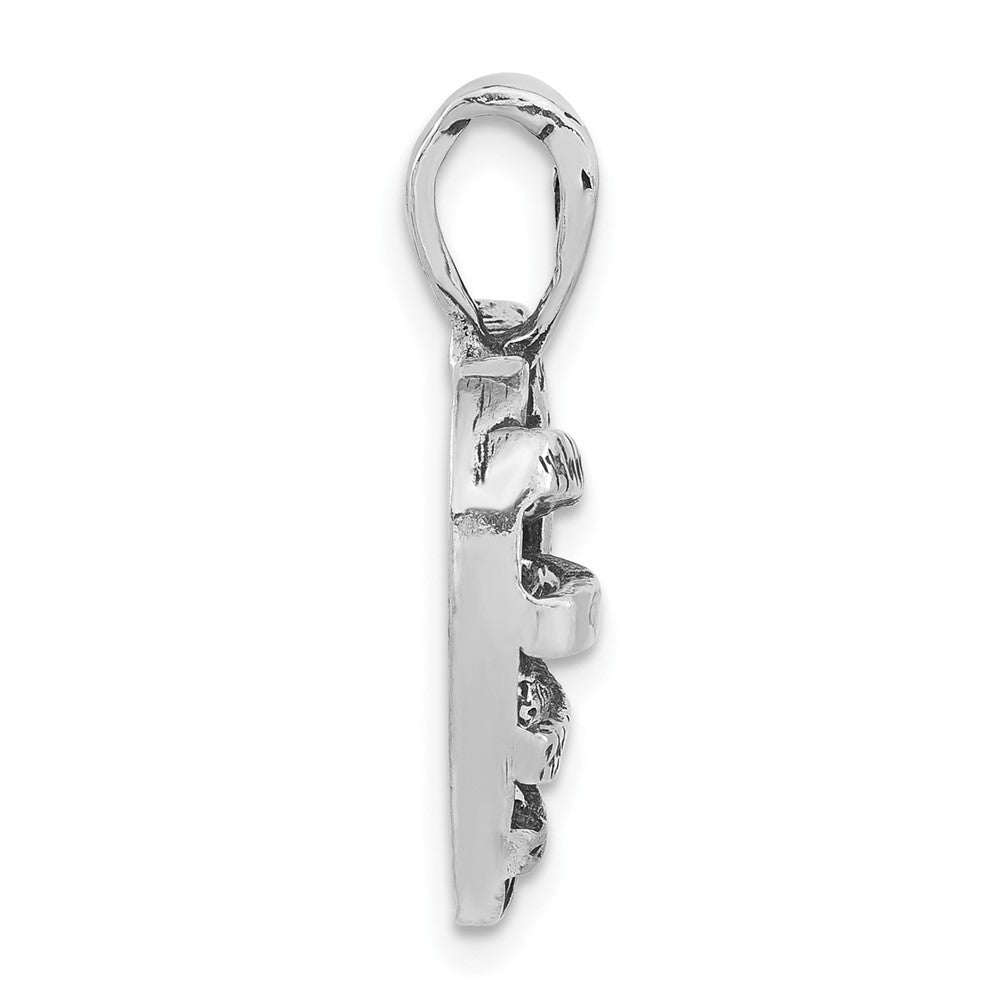 Sterling Silver Polished & Antiqued Half Cut-Out Heart Chain Slide