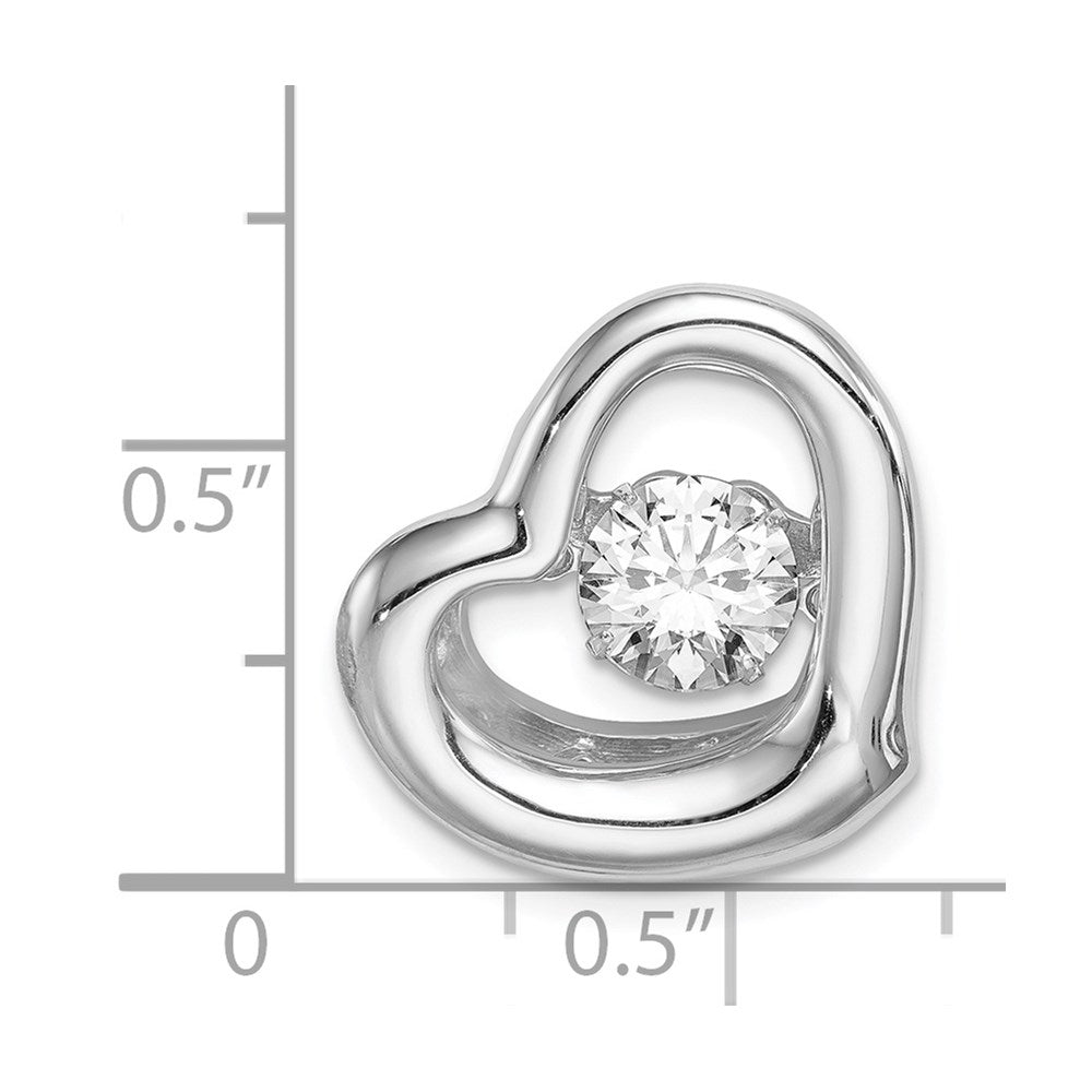 Sterling Silver Platinum-Plate Swar Zirconia Vibrant Cz Heart Pendant