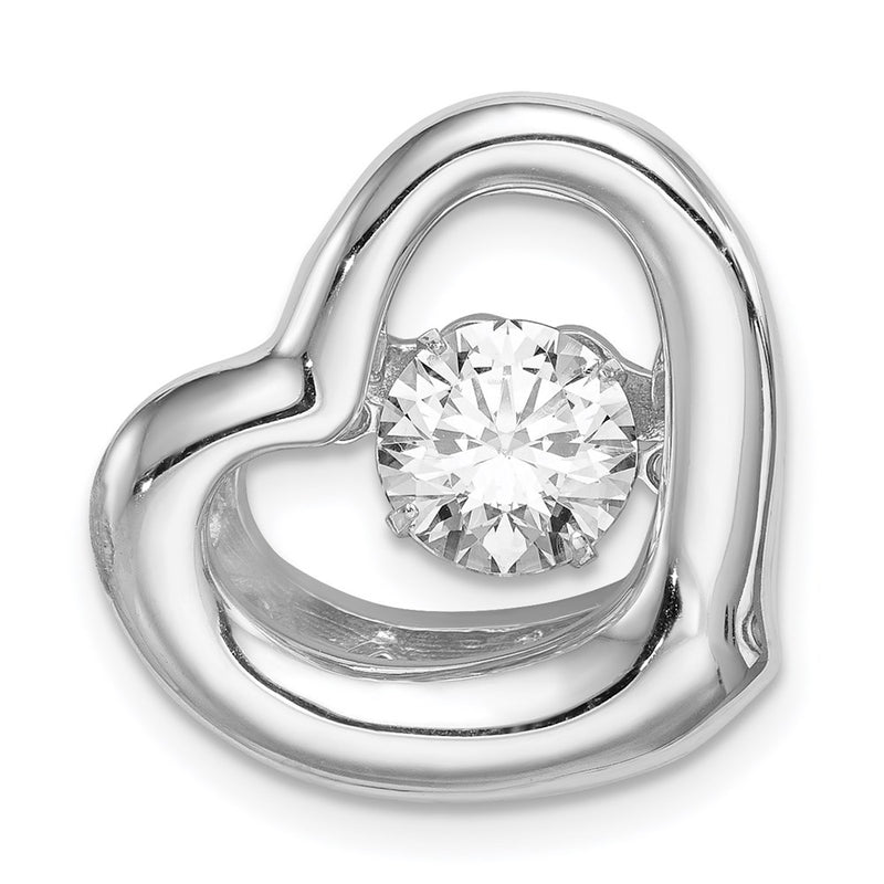 Sterling Silver Platinum-Plate Swar Zirconia Vibrant Cz Heart Pendant