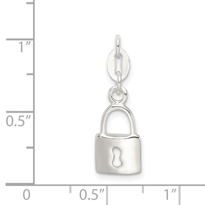 Sterling Silver Polished Lock & Key Charm