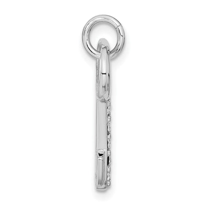 Sterling Silver Rhodium-Plated Key W/Crystal Pendant