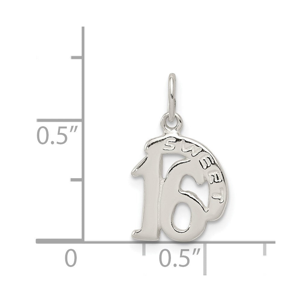 Sterling Silver Polished Sweet 16 Charm
