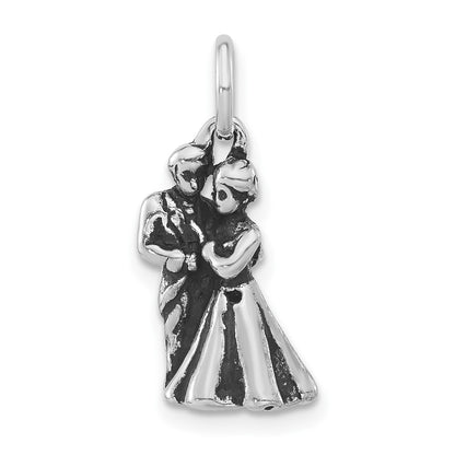 Sterling Silver Polished & Antiqued Man Woman Embracing Pendant