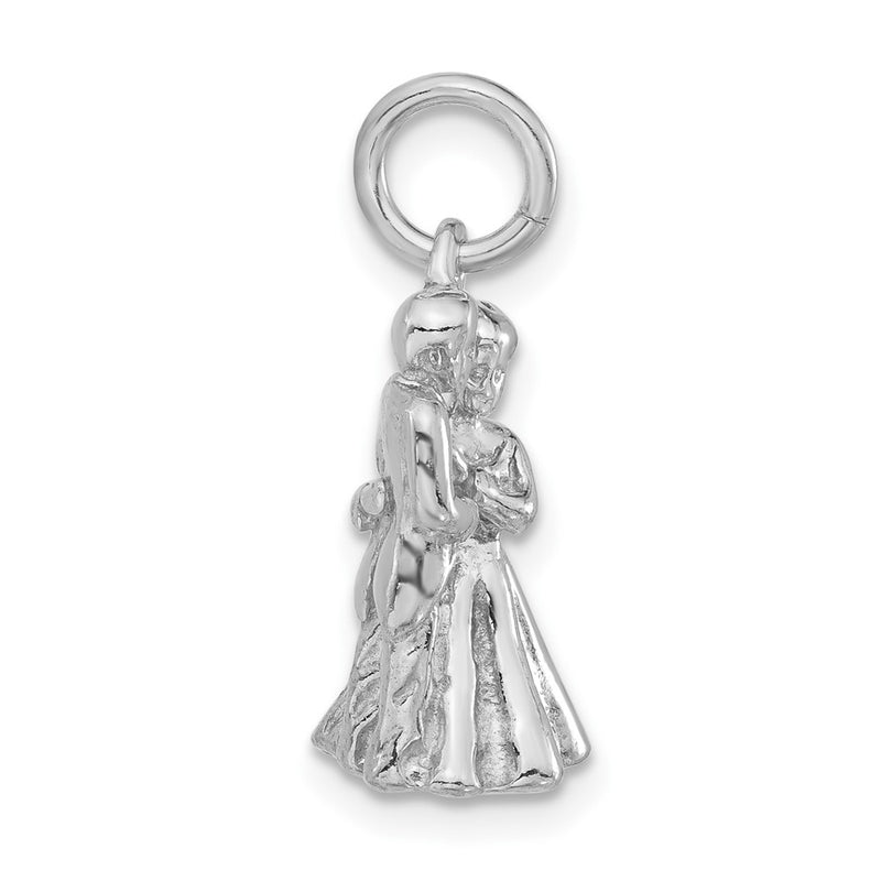 Sterling Silver 3-D Polished Bride & Groom Embracing Pendant