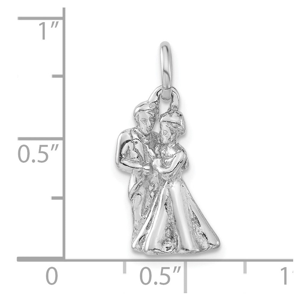 Sterling Silver 3-D Polished Bride & Groom Embracing Pendant
