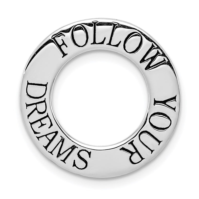Sterling Silver Rhodium-Plated Polished Follow Your Dreams Chain Slide