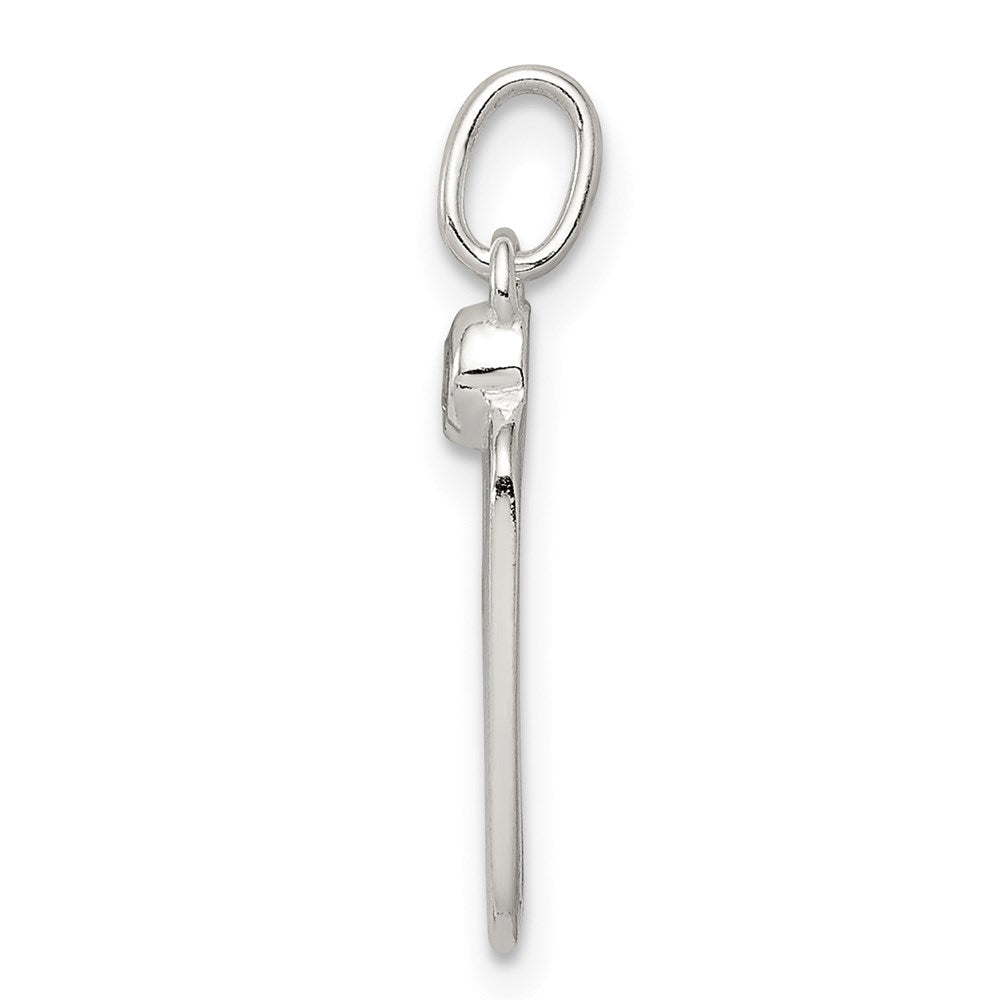 Sterling Silver Polished Footprint Cz Charm