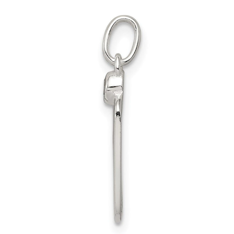 Sterling Silver Polished Footprint Cz Charm