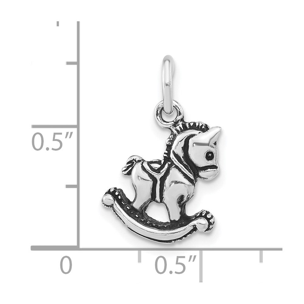 Sterling Silver 3-D Polished & Antiqued Rocking Horse Pendant