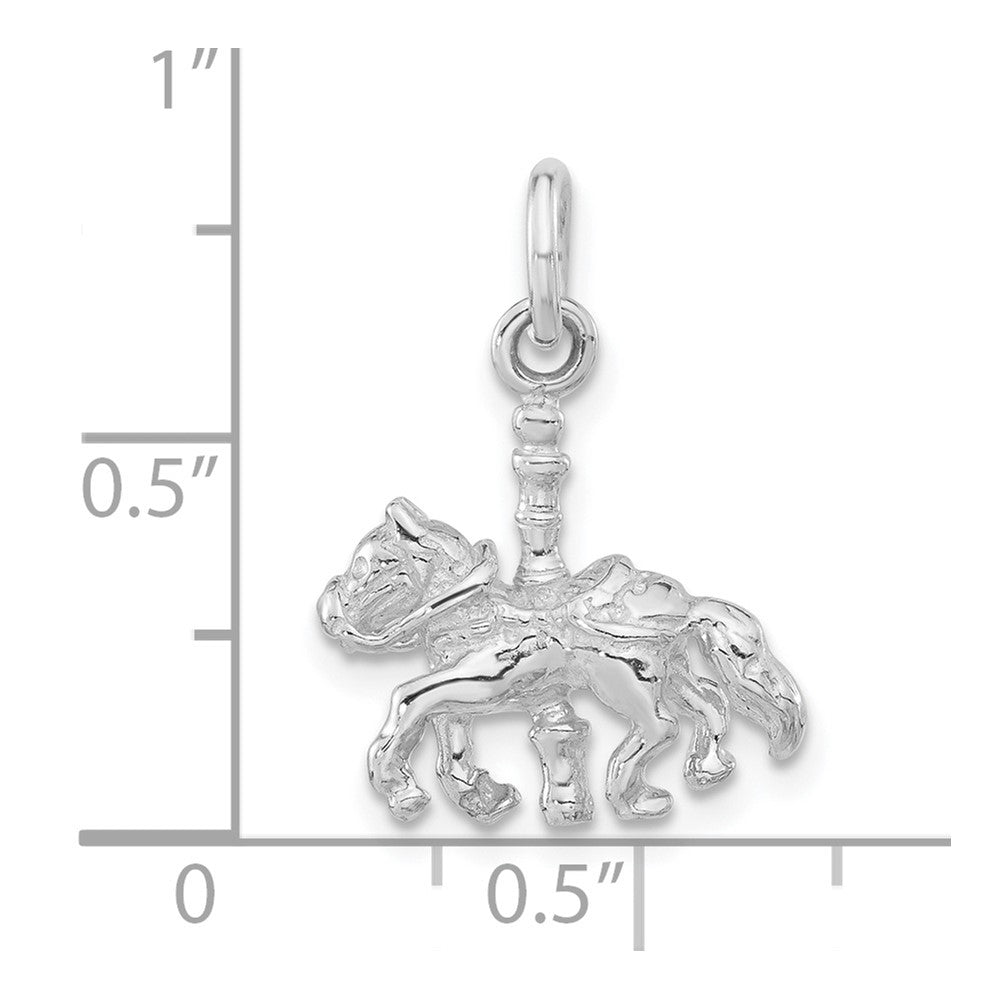 Sterling Silver 3-D Polished Carousel Horse Pendant