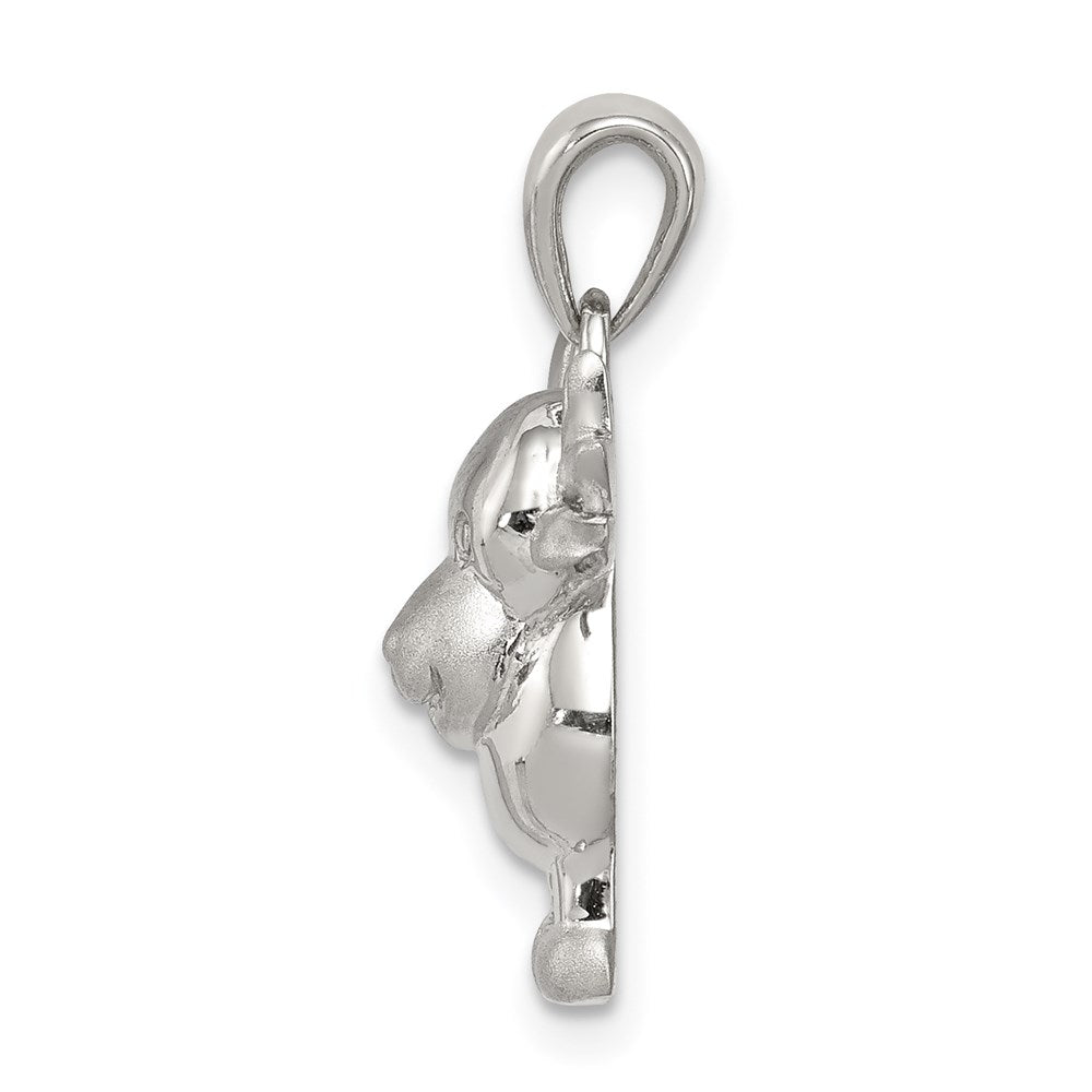 Sterling Silver Rhodium-Plated Polished/Satin Moose Pendant