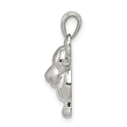Sterling Silver Rhodium-Plated Polished/Satin Moose Pendant