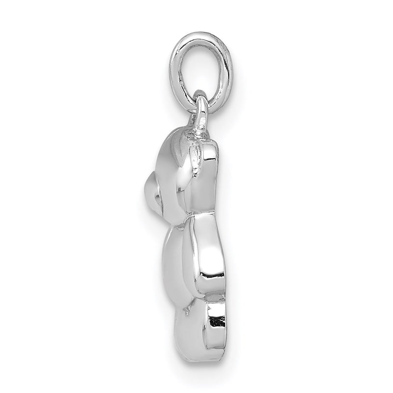 Sterling Silver Rhodium-Plated Teddy Bear Pendant