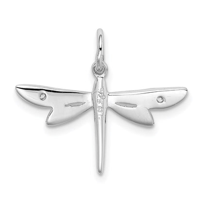 Sterling Silver Rhodium-Plated Cz Dragonfly Pendant