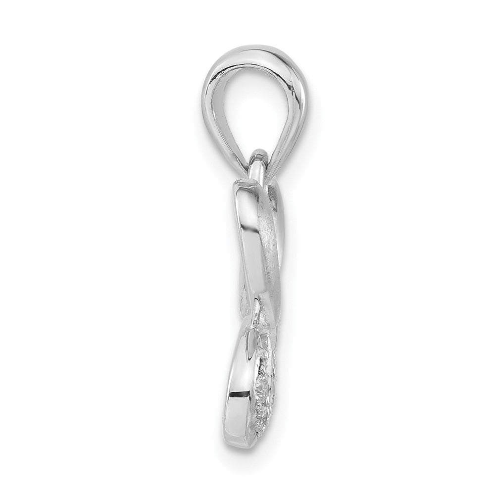 Sterling Silver Satin Cz Butterfly Pendant