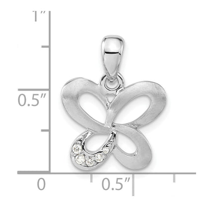 Sterling Silver Satin Cz Butterfly Pendant