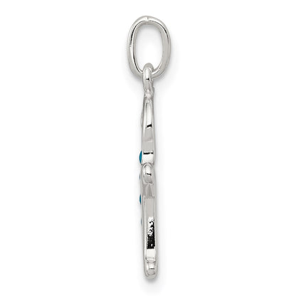 Sterling Silver Polished Enamel Gingerbread Man Pendant