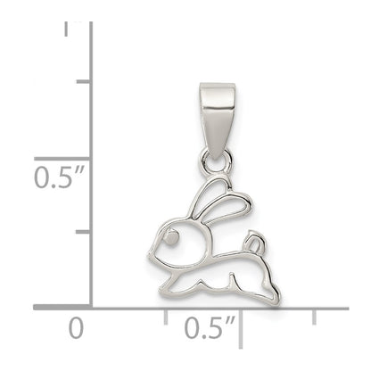 Sterling Silver Rhodium-Plated Polished Bunny Pendant