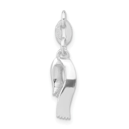 Sterling Silver Polished Enameled Christmas Scarf Charm