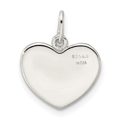 Sterling Silver Polished Enamel American Flag Heart Pendant
