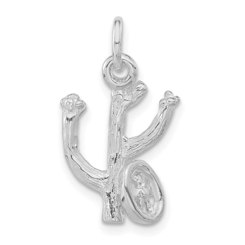 Sterling Silver 3-D Polished Cactus W/ Wheel Pendant