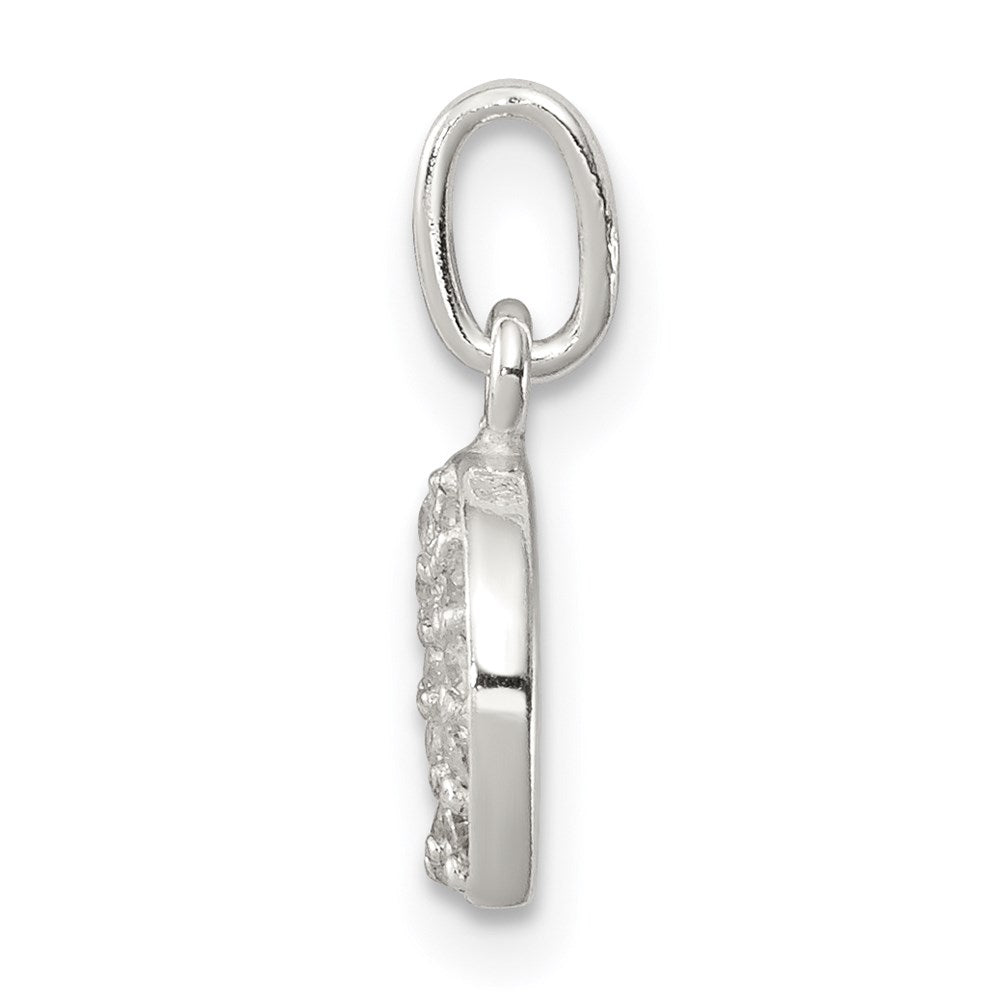 Sterling Silver Polished Horseshoe Cz Charm