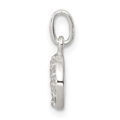 Sterling Silver Polished Horseshoe Cz Charm