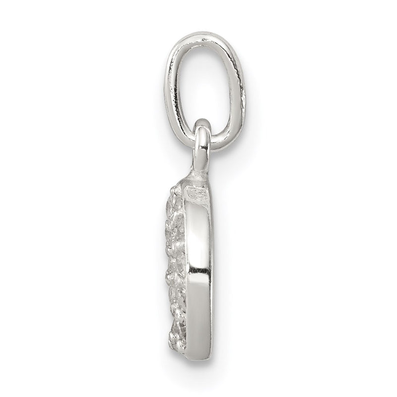 Sterling Silver Polished Horseshoe Cz Charm