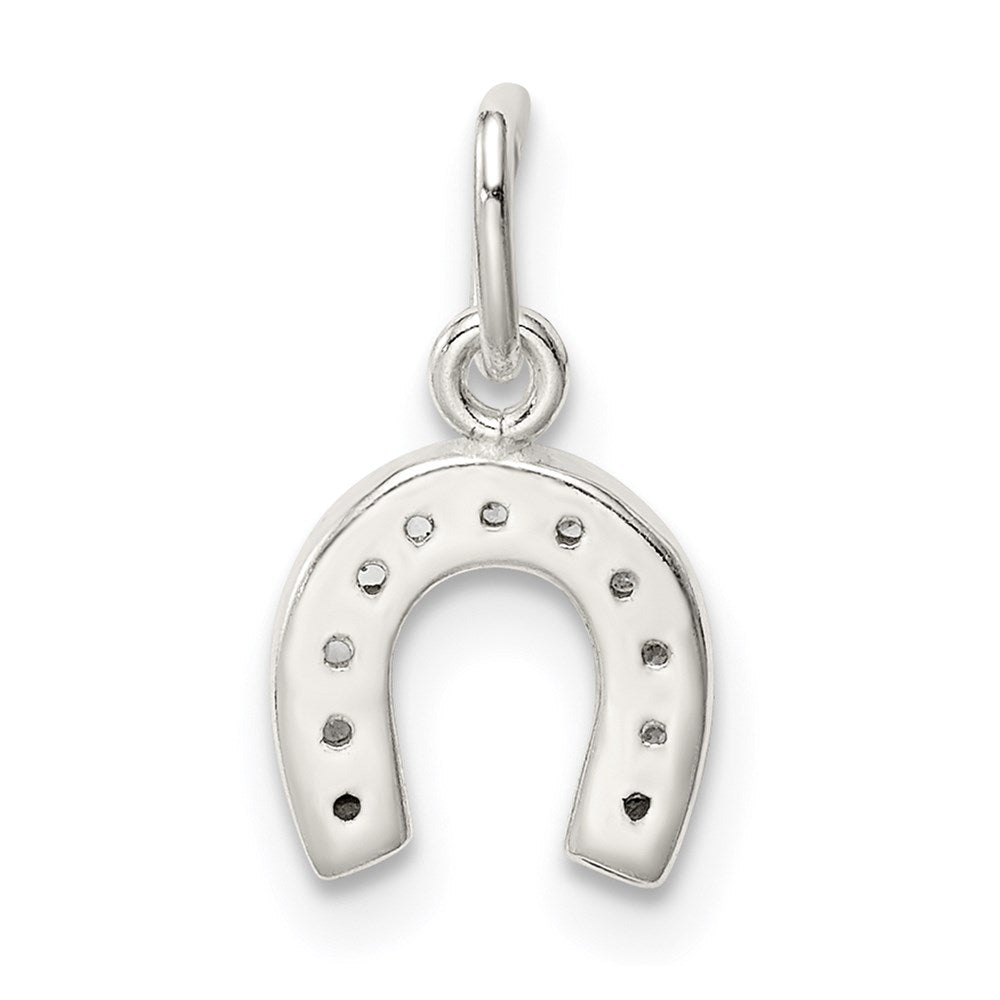 Sterling Silver Polished Horseshoe Cz Charm