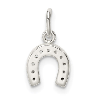 Sterling Silver Polished Horseshoe Cz Charm