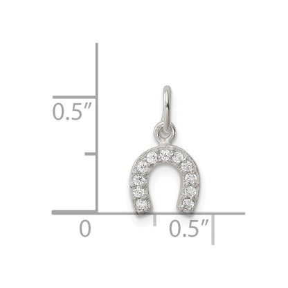 Sterling Silver Polished Horseshoe Cz Charm