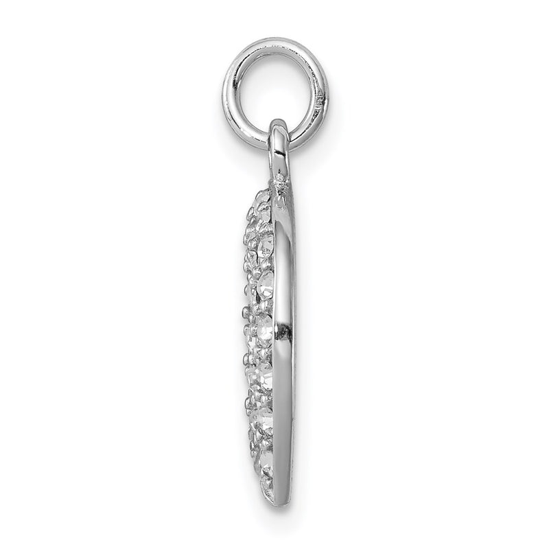 Sterling Silver Rhodium-Plated Horseshoe W/Crystal Pendant