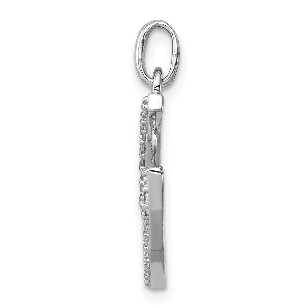 Sterling Silver Rhodium-Plated Cz Pendant