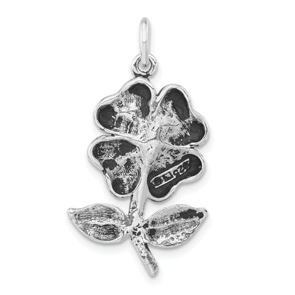 Sterling Silver Polished & Antiqued Flower Pendant