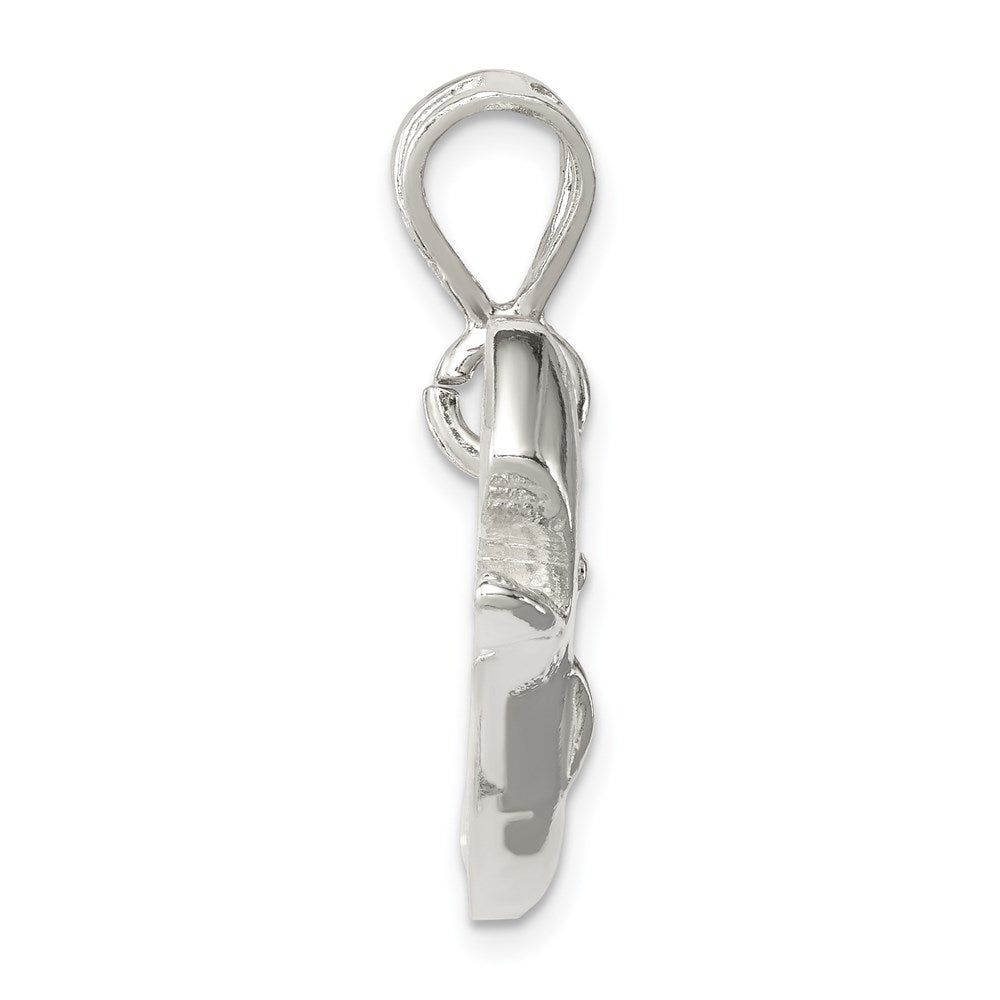 Sterling Silver Polished Whale With Open Mouth Pendant