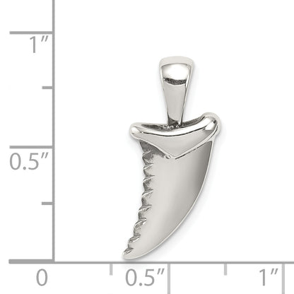 Sterling Silver Antiqued Polished Shark Tooth Pendant