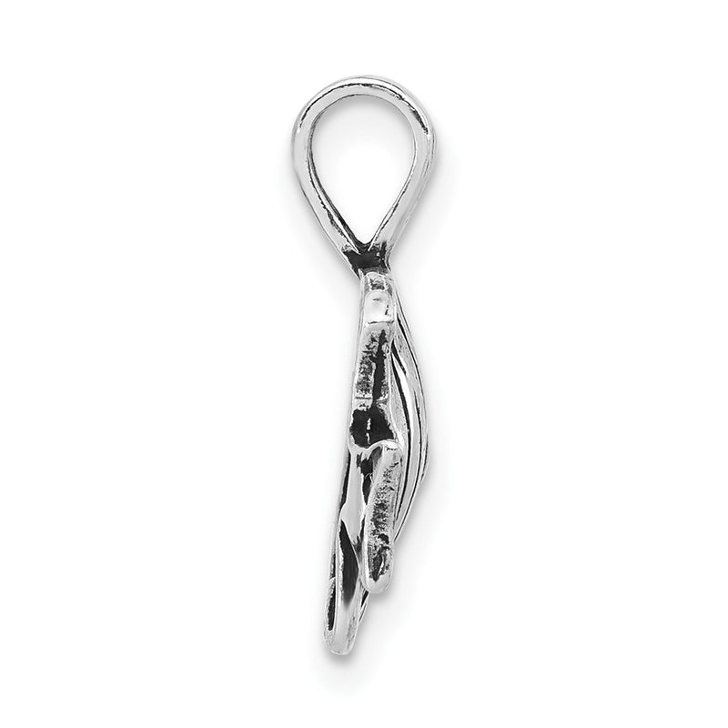 Sterling Silver Antiqued & Textured Fish Chain Slide Pendant