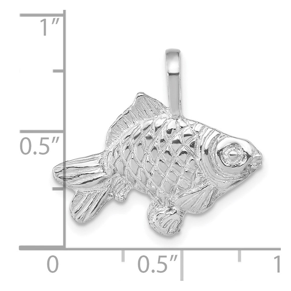 Sterling Silver Polished & Textured Goldfish Pendant