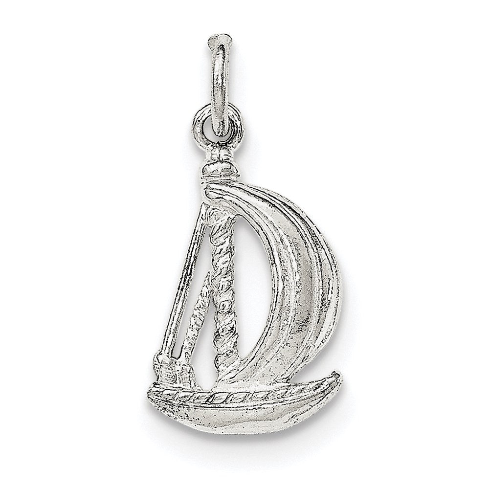 Sterling Silver Polished Sail Boat Pendant