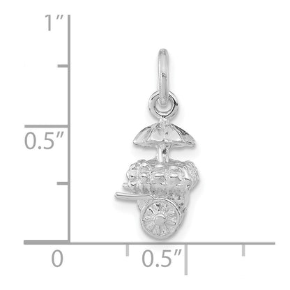 Sterling Silver 3-D Polished Umbrella Cart Pendant
