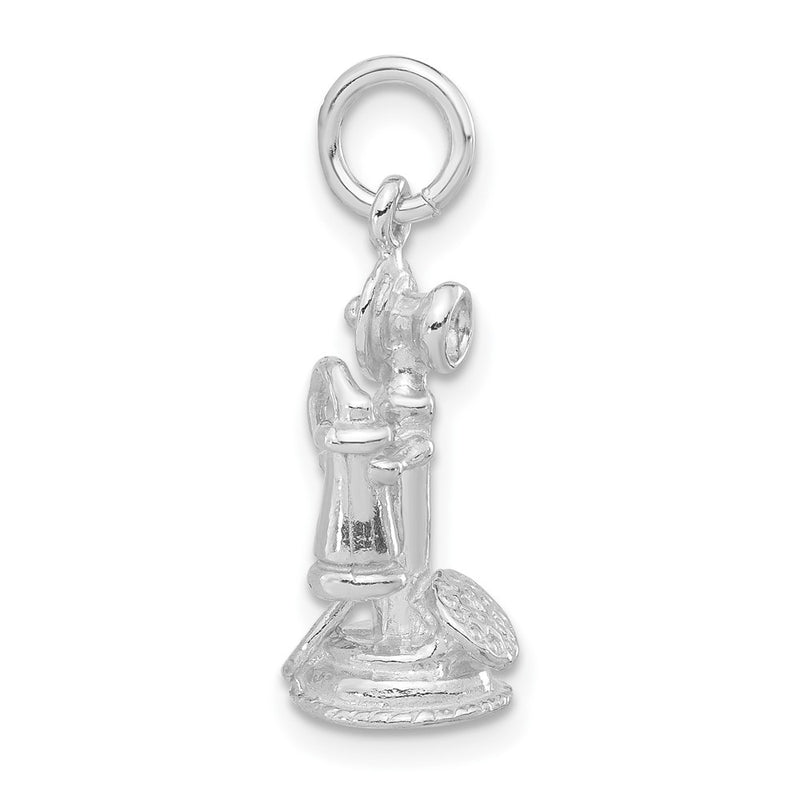 Sterling Silver 3-D Polished Old Fashioned Phone Pendant