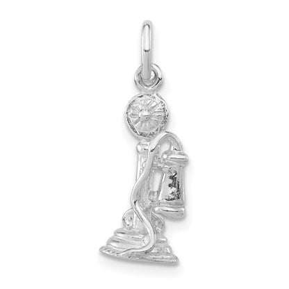 Sterling Silver 3-D Polished Old Fashioned Phone Pendant