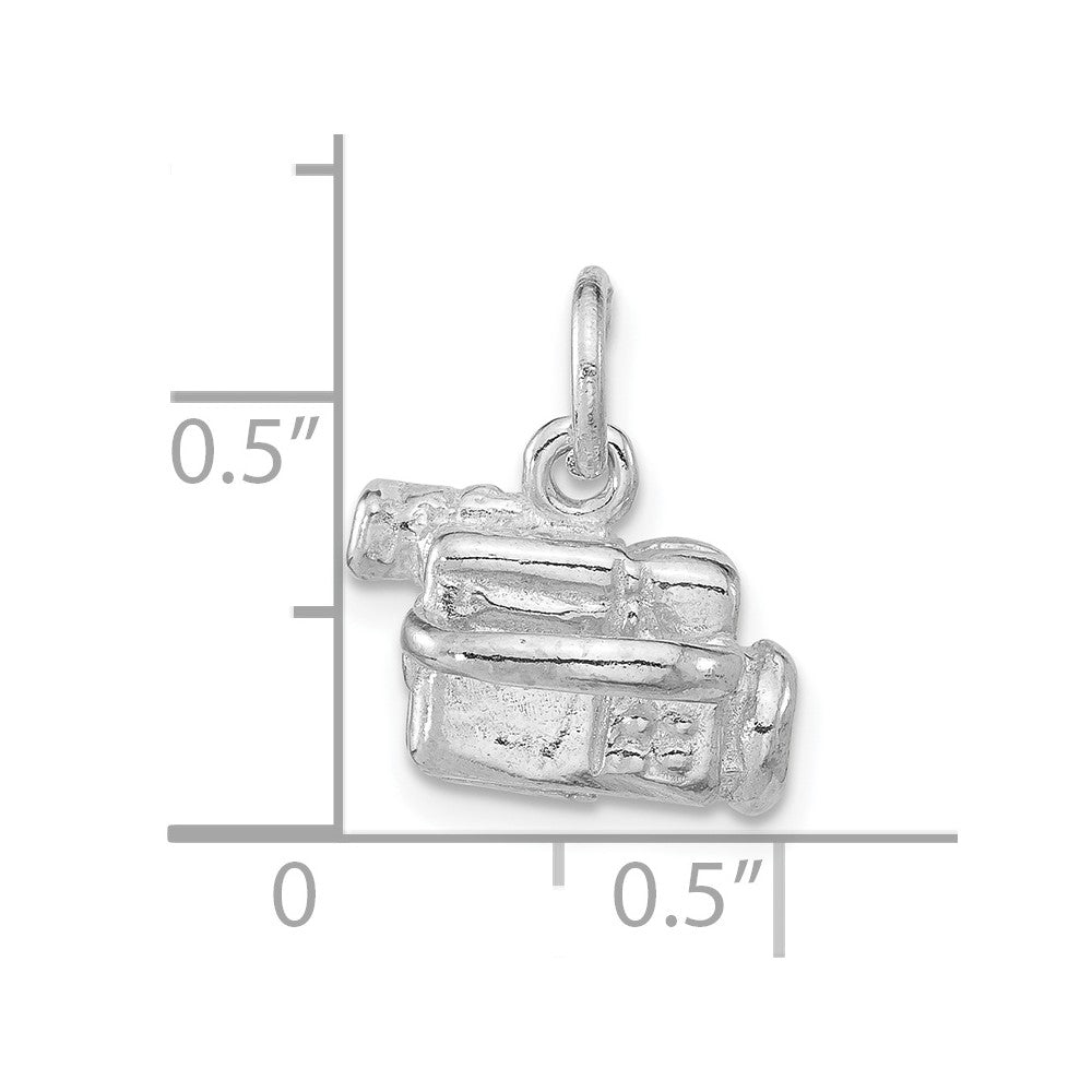 Sterling Silver Polished 3-D Video Camera Pendant