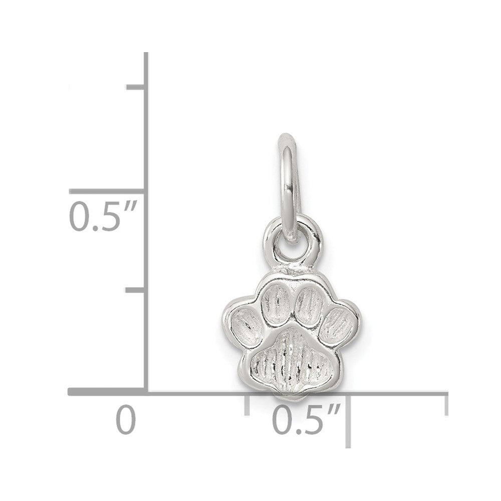 Sterling Silver Polished And Textured Paw Print Charm