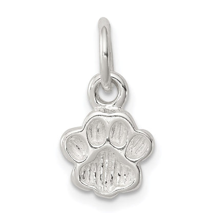 Sterling Silver Polished And Textured Paw Print Charm