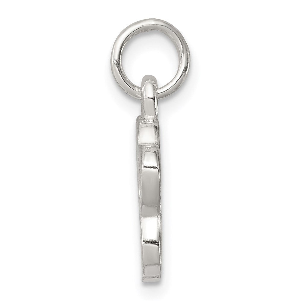 Sterling Silver Polished And Textured Paw Print Charm
