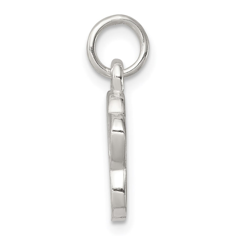 Sterling Silver Polished And Textured Paw Print Charm