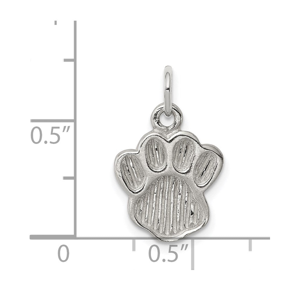 Sterling Silver Polished And Textured Paw Print Charm